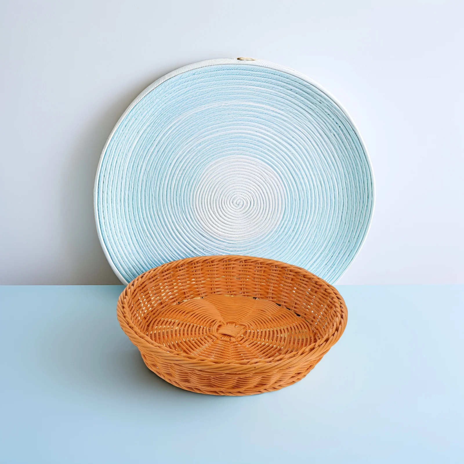 

Fruit Storage Basket Round Home Kitchen Wicker Vegetable Food Serving Rattan Straw Tabletop Baskets Large Capacity