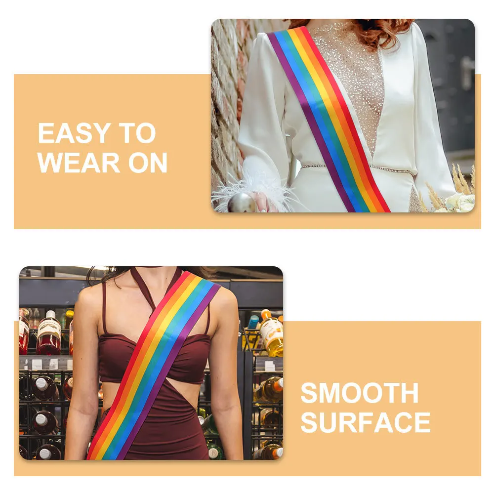 

Rainbow Sash Soft Cloth Pride Accessory Party Rainbow Shoulder Belt Colorful Parade Supplies Pride Accessories