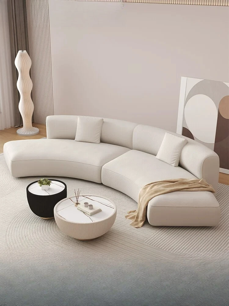 Simple cream wind semi-circular curved sofa Nordic modern small apartment living room beauty salon rest area reception combinati