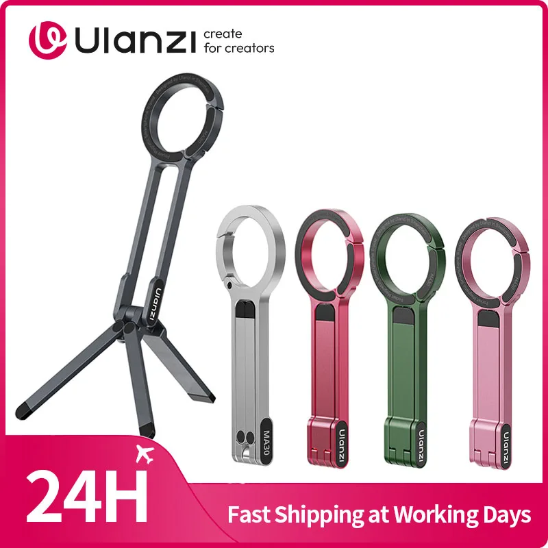 ​Ulanzi MA30 Phone Mount Carabiner-Mounted Tripod for iPhone 15 14 13 12 Dual-sided Magnet Tripod Desk Mount Phone Handle
