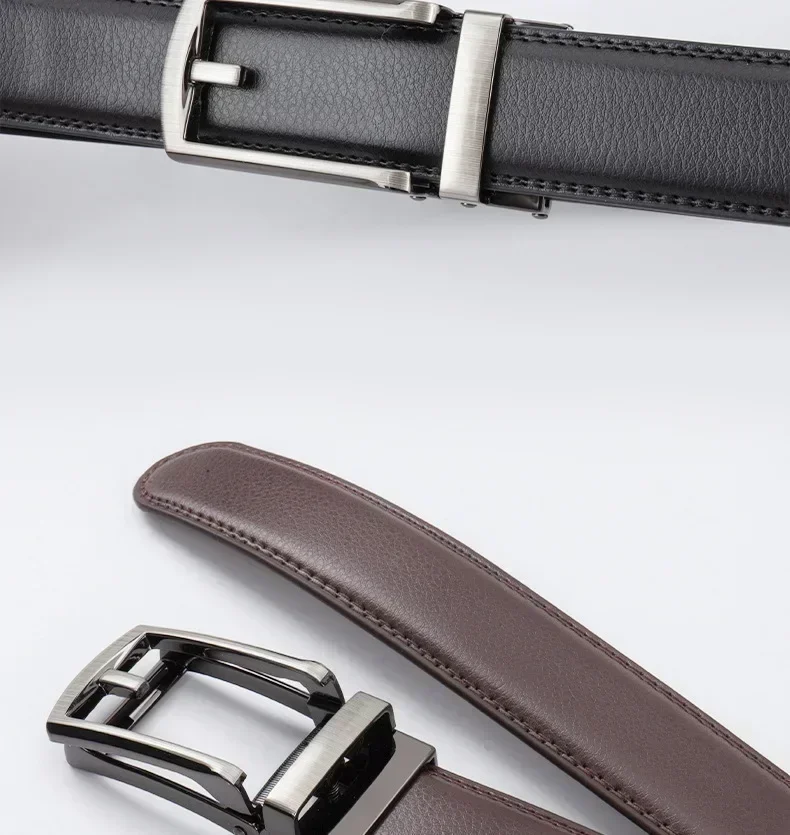 2025, Ledergürtel für Herren und Damen, 3,5 cm, mit hochwertiger Legierung, automatischer Schnalle, Unisex, klassische Business-Gürtel für Jeans – Detail 10