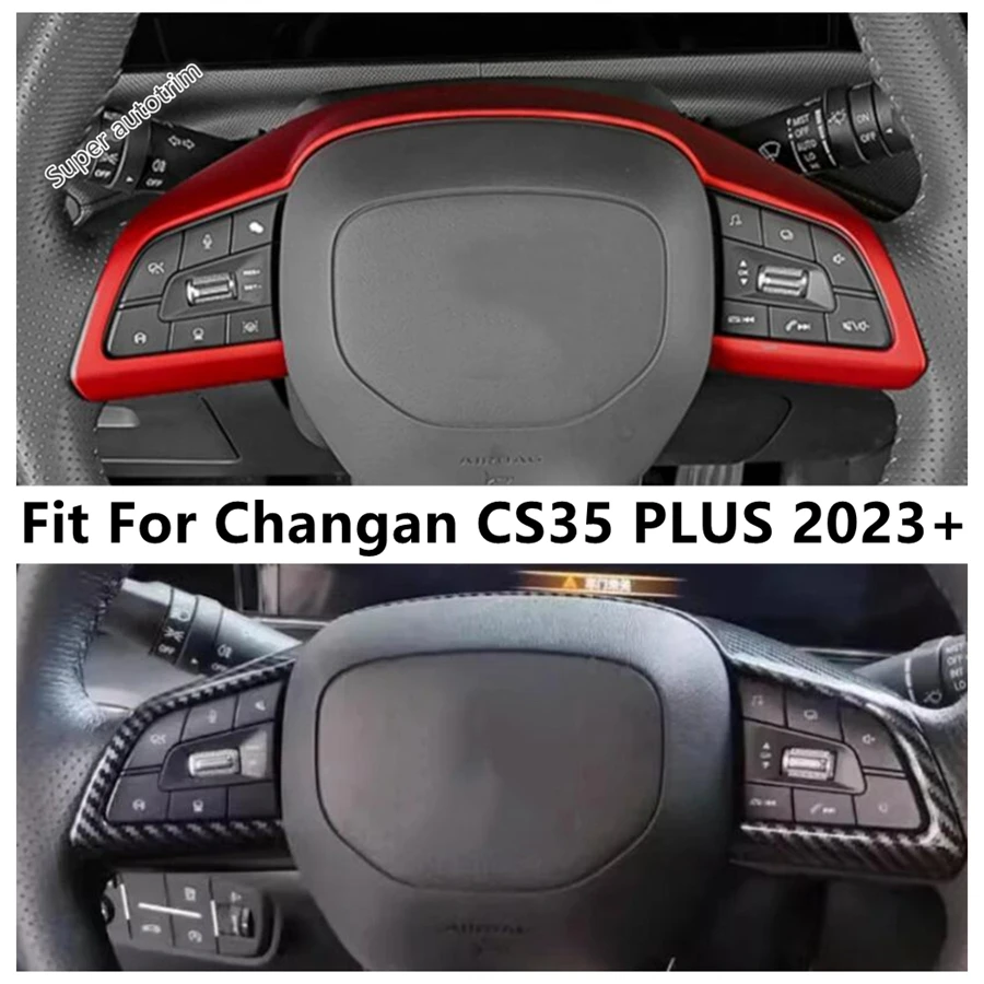 

Car Steering Wheel Button Frame Sticker Cover Trim For Changan CS35 PLUS 2023 2024 2025 Red / Carbon Fiber Accessories Interior