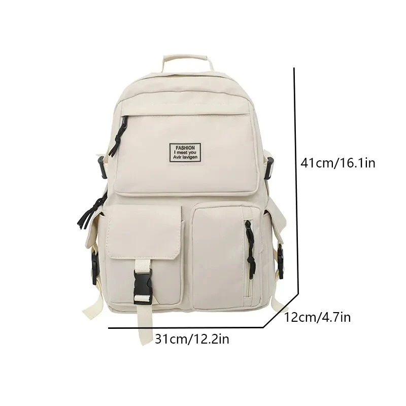 Hot Multi-pocket Men And Women Schoolbag Insert Buckle Laptop Backpack Large Capacity Casual Book Bags Simple Canvas School Bag