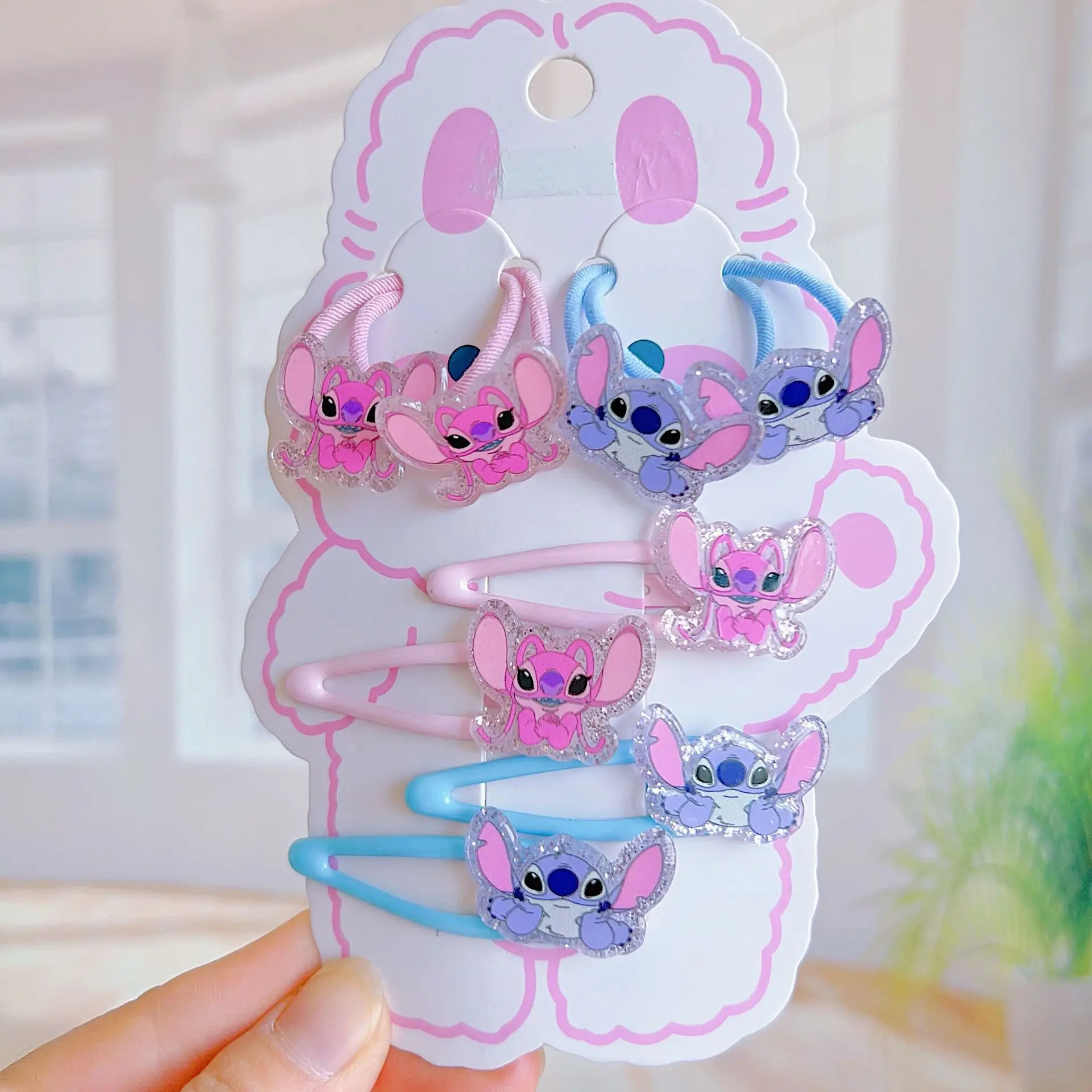 

8pcs Stitch Acrylic BB Hair Clip Cartoon Rubber Sweet Cute Headwear Pink Blue Girl Daily Party Occasions Hair Accessories Gift