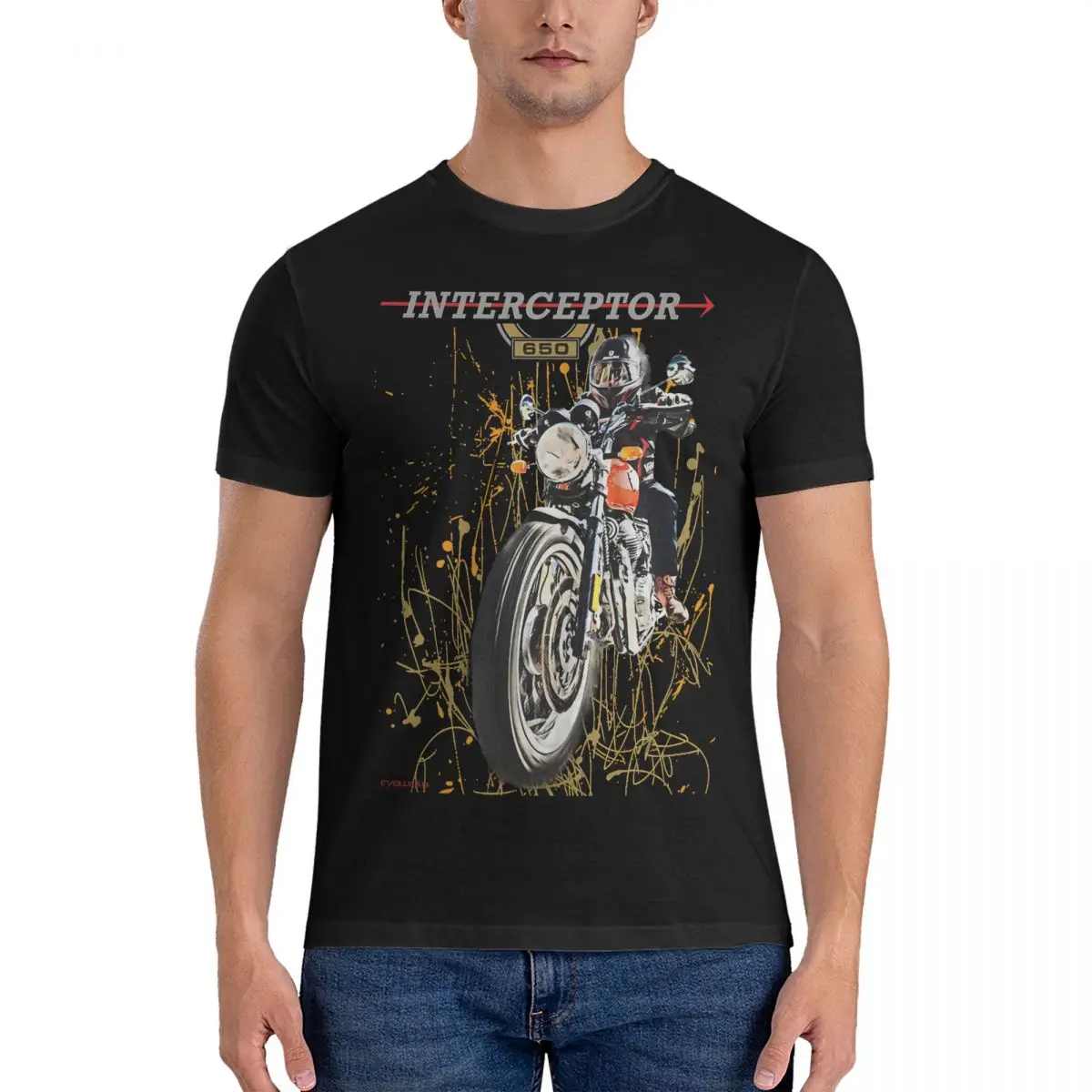 Interceptor 650 Vintage Rider Men's T Shirt R-Royal Enfield Fashion Tees Short Sleeve Crew Neck Cotton Gift Idea Clothing