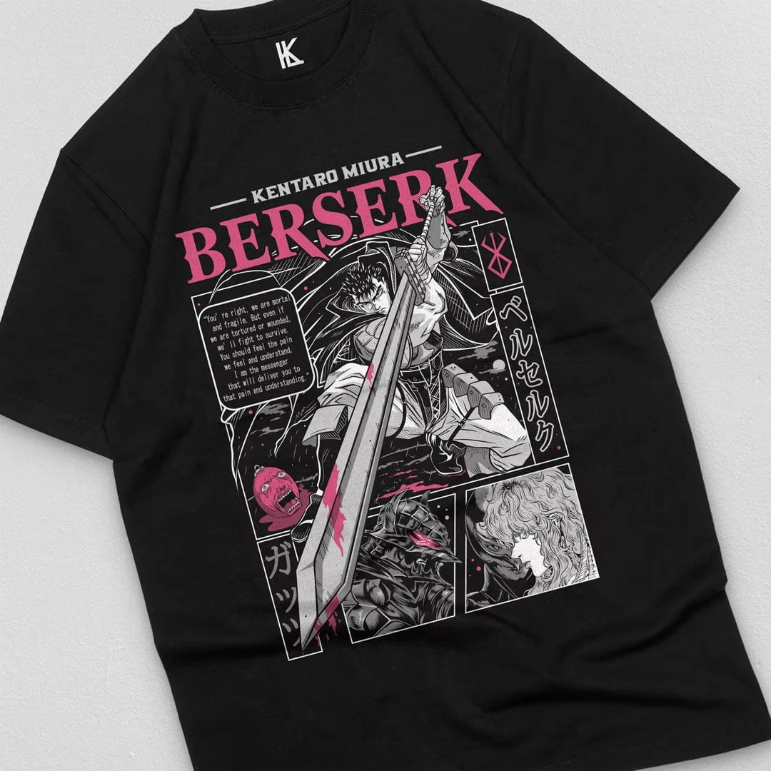 

Berserk Guts Anime Inspired Berserk Anime Gift T-shirts Men's Women's Casual Short Sleeve Crew Neck Cotton Tee High Quality Top