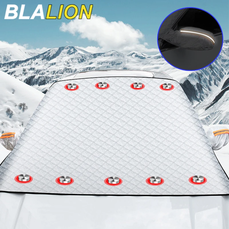 

BLALION Car Windshield Mirror Reflective Bar Cover Magnetic Winter Ice Snow Sun Shade Protector Dust Frost Guard Aluminium Film