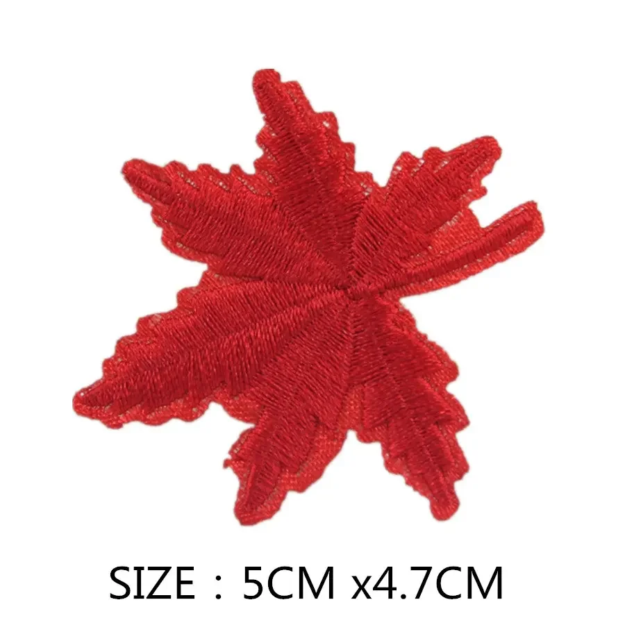 Y211 Cute 2 pcs Mixed Colors Fabric Sticker Patches Embroidered Iron on Patch Maple Leaf  Garment Clothing Applique