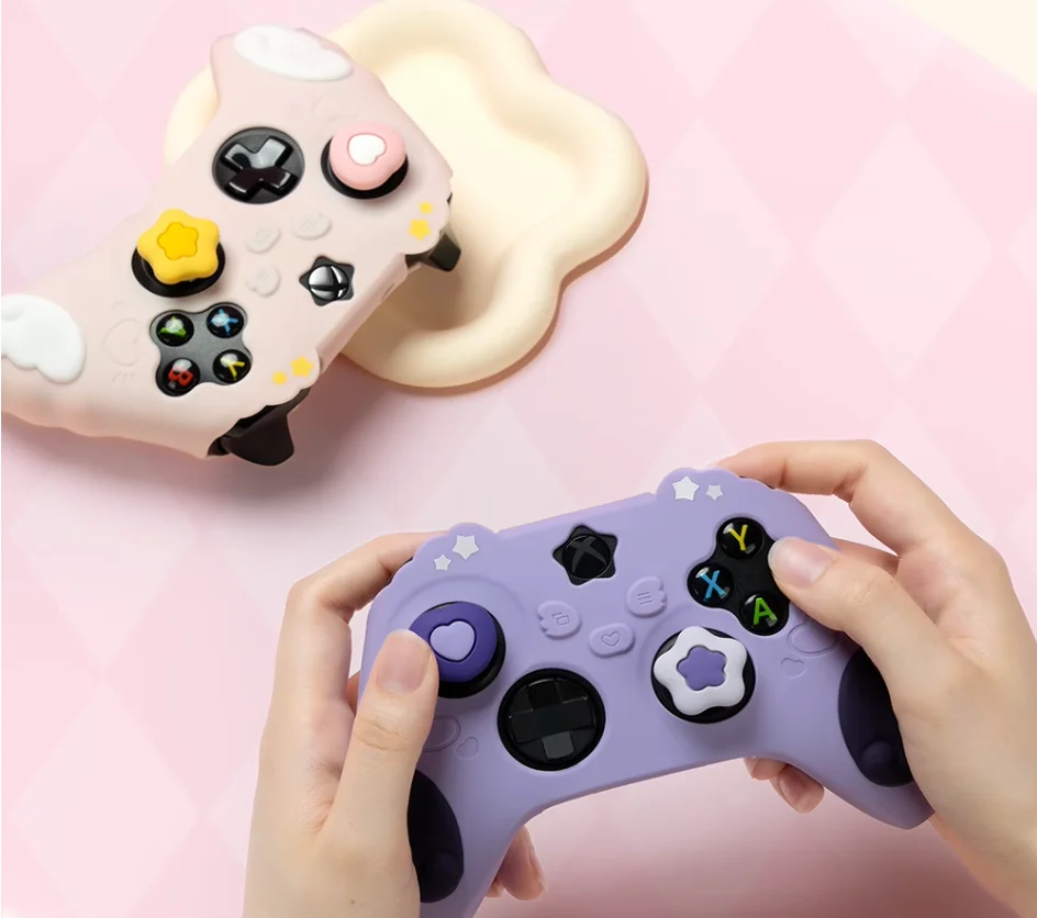 نجمة أجنحة الحب سيليكون لينة حامي ملصق الجلد ل Xbox سلسلة X/S أذرع التحكم في ألعاب الفيديو حالة XSX XSS الإبهام عصا قبضة غطاء تغليف