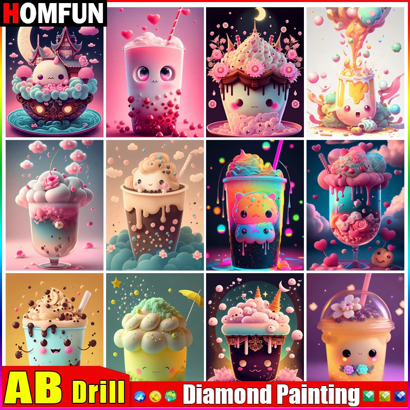 MFUN AB-Peinture de Diamant, Broderie 5D, Motif de Point de Croix, 