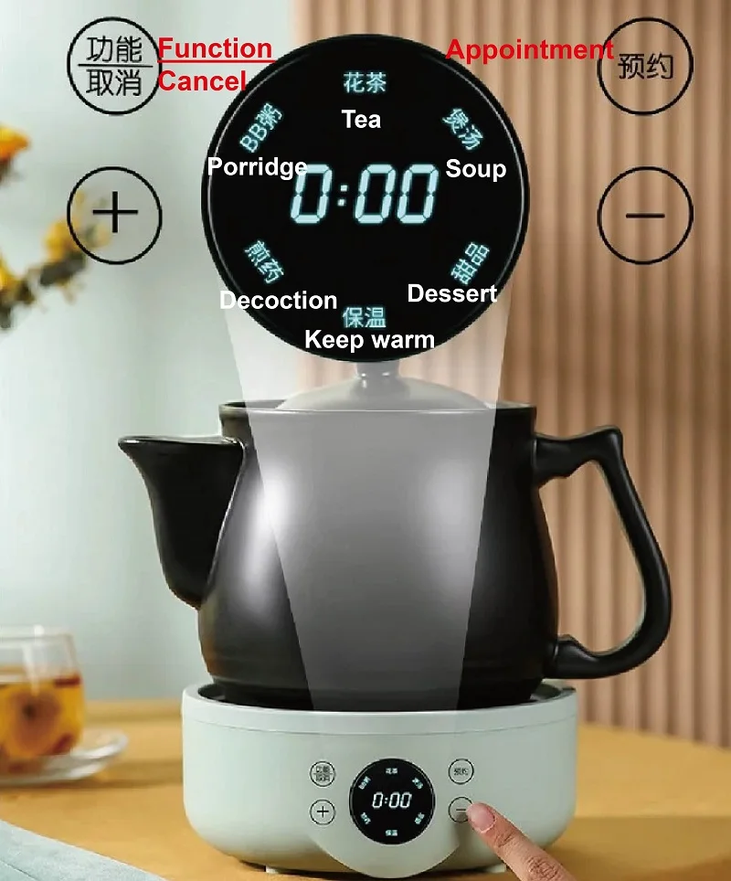 Multi-functional Ceramic Split Health Pot Soup/Porridge Electric Stew Pot  Automatic Keep Warm 1.8L Smart Chinese Medicine Pot