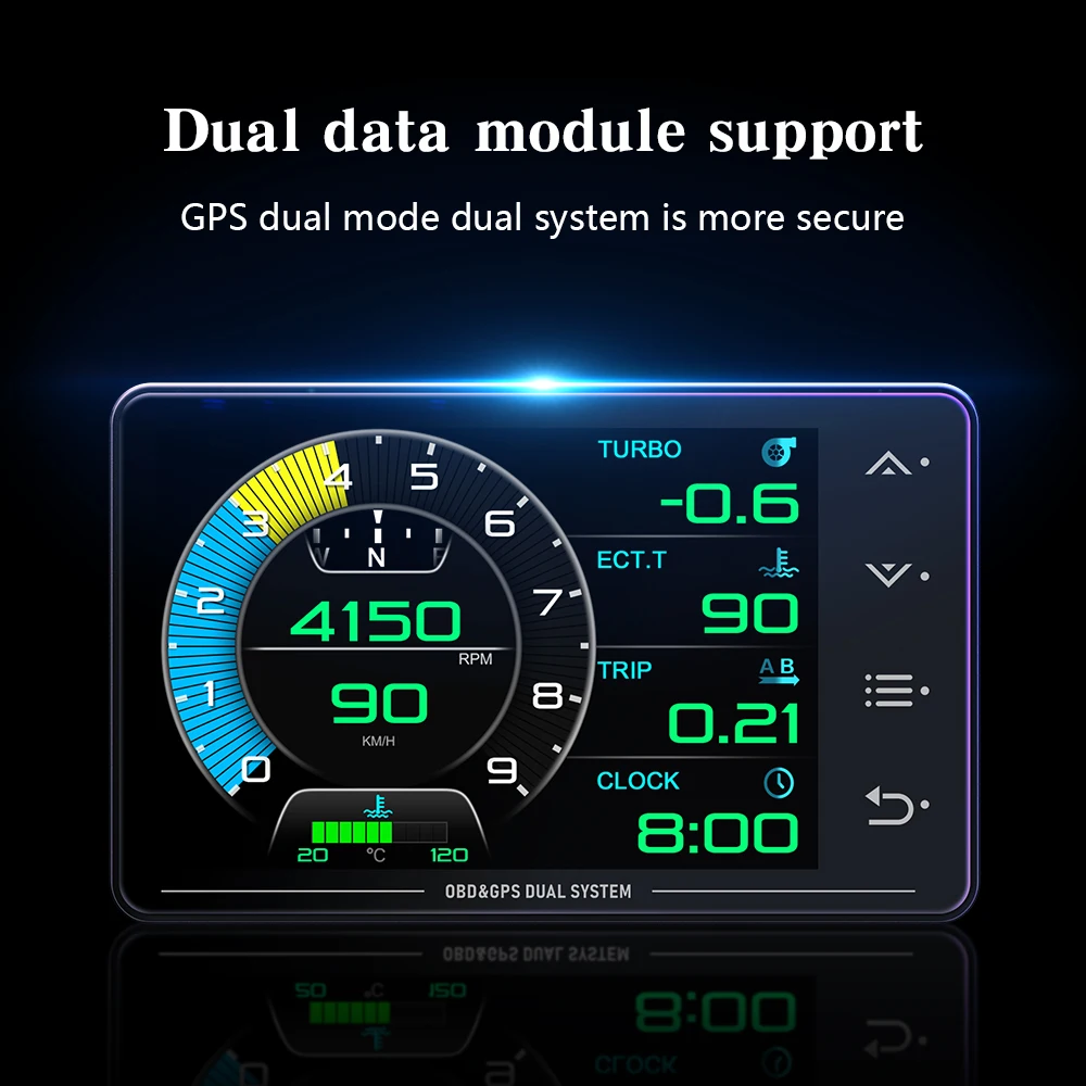 Il più nuovo XS HUD OBD2 + GPS Head-up Display acqua e olio Temp pressione dell\'olio turbocompresso valore G giroscopio Display LCD modifica