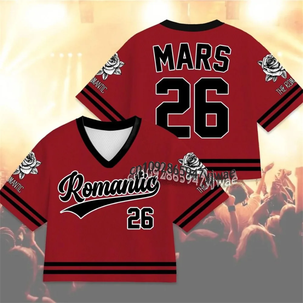 Romantic Football Jersey Concert Tee 2026 Tour Merch Pop Music Mars Fan Gift Fashion Streetwear Summer Men's Women's T-shirt