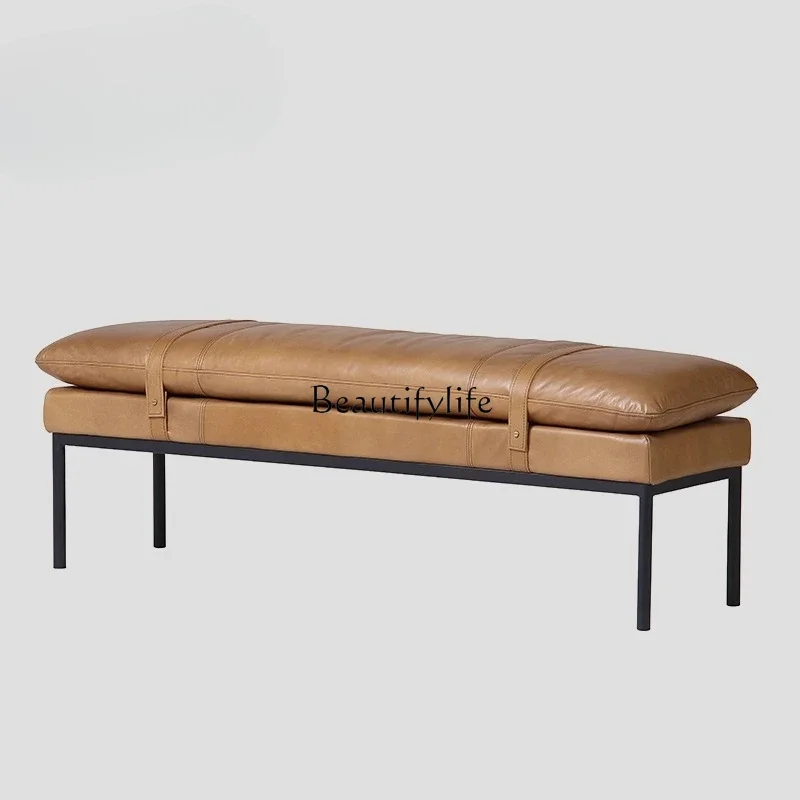 

ls 04American retro living room soft bag long dining stool simple bedroom bedside stool