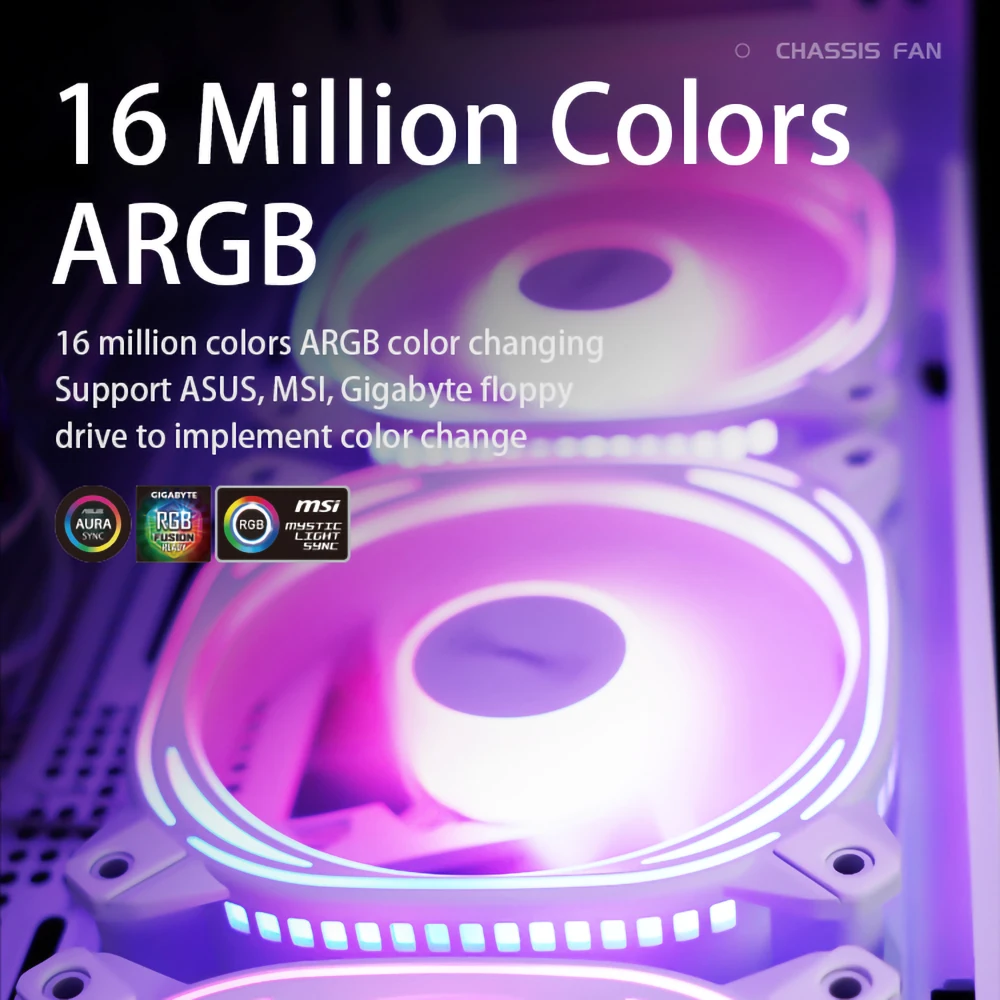 Aigo Z12 Computer Case Fan Reverse Ventoinha PC 120mm Rgb Fan Cooler 4pin PWM CPU Cooling Fan 3pin5v Argb 12cm Ventilador