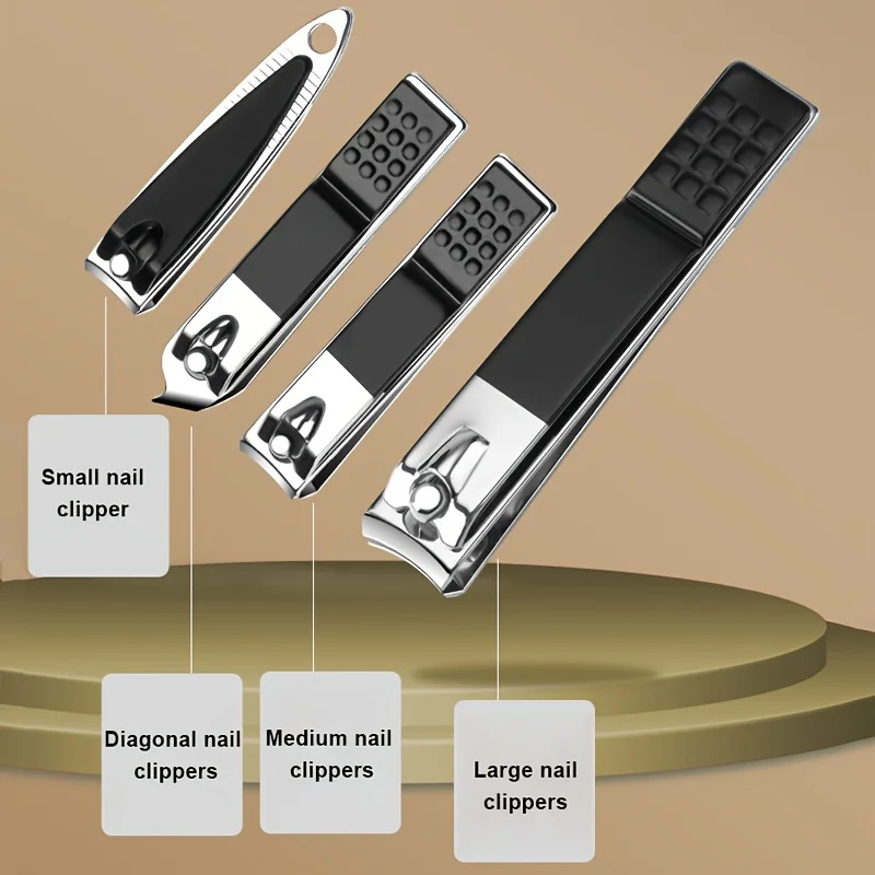 7/16/18-teiliges Maniküre-Set aus Edelstahl, professionelles Pediküre-Set, Nagelpflegeset, Clippers-Set mit schwarzem PU-Lederetui