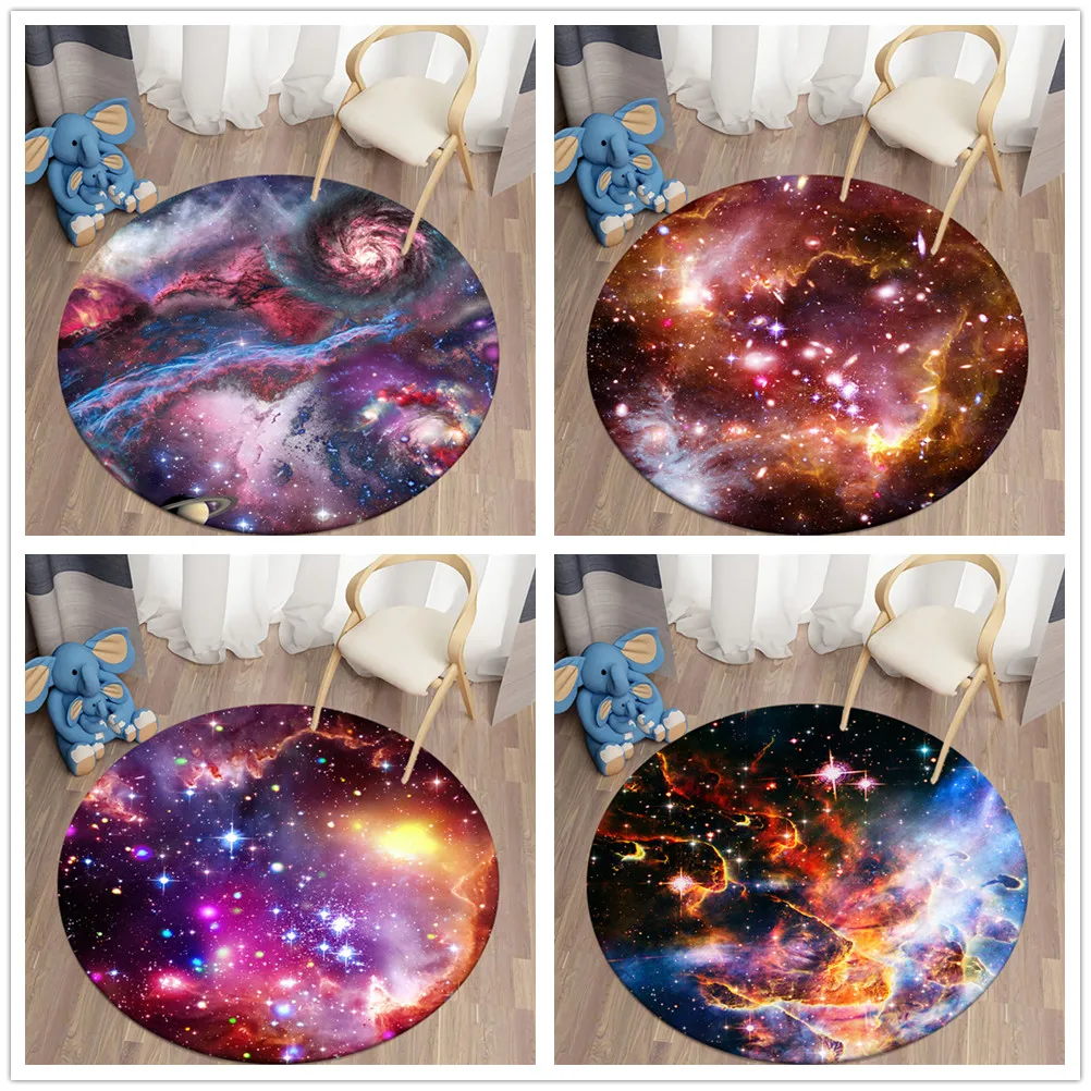 

Galaxy Space Round Carpets for Living Room Bedroom Area Rugs for Children Game Carpet Soft Flannel Kids Room Play Floor Mat/Rug