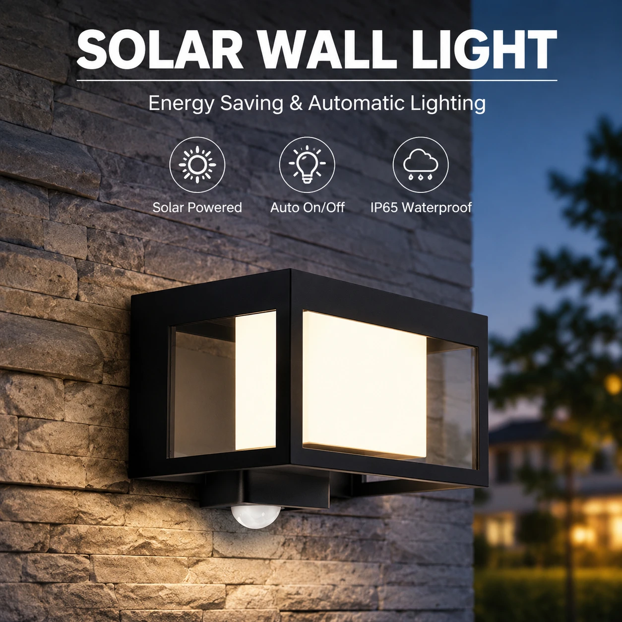 Solar Outdoor Wall Light for Home, Garden, and Fence – Decorative Ambient Wash Light