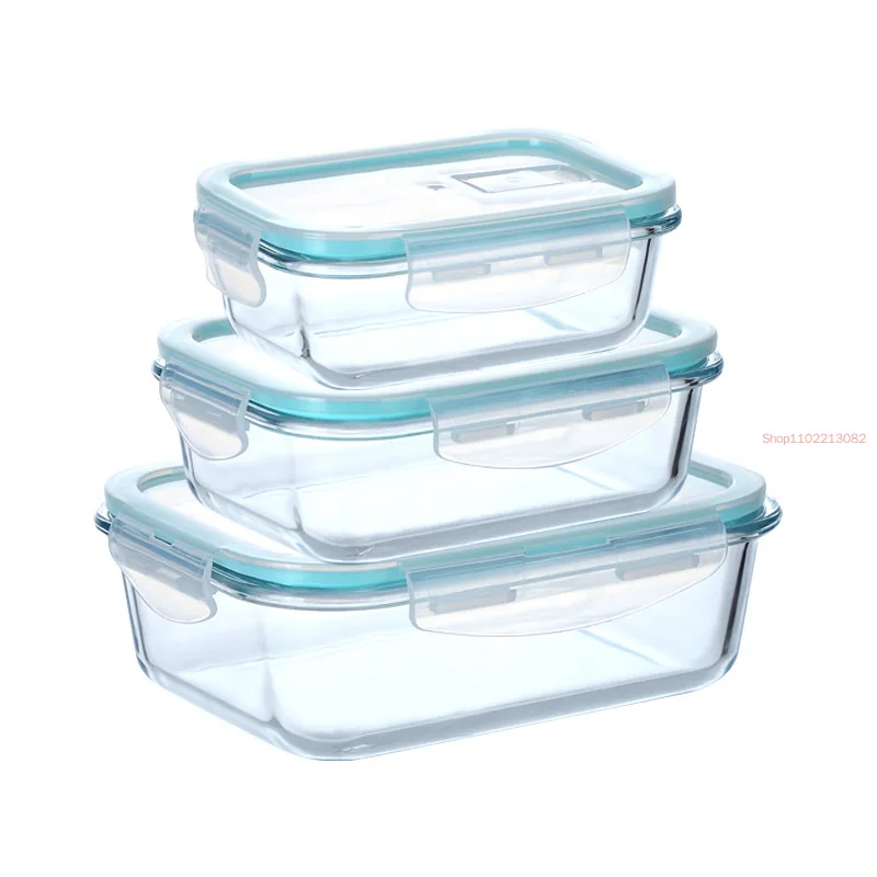 New Transparent Glass Lunch Box Portable Food Storage  Microwave Heating School Container Bento Box Food Storage Containers