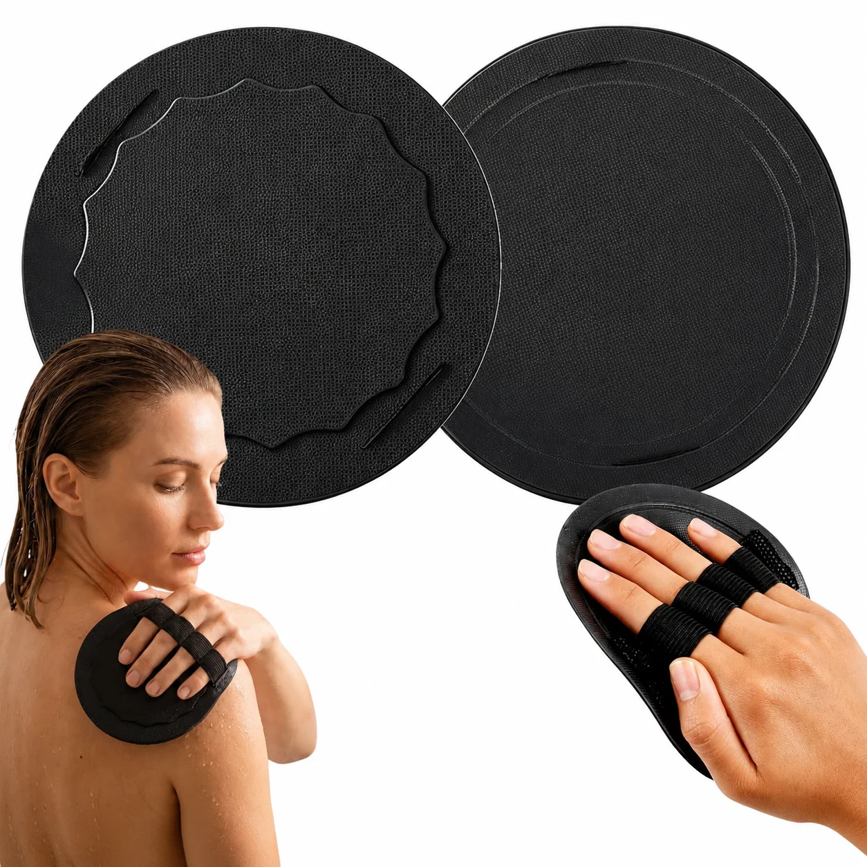 Adults Body Scrub Pad Exfoliating Bath Scrubber Home Shower Tool Painless Dead Skin Remover Rubber Black Cleaning Disc