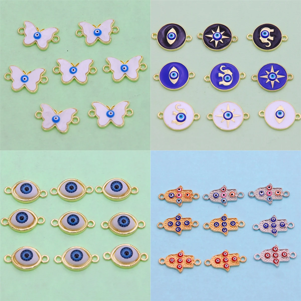 10pcs Butterfly Shape, Palm Shape Various Devil Eye Connectors Fashion DIY Accessories Men Women Necklace Bracelet Connectors