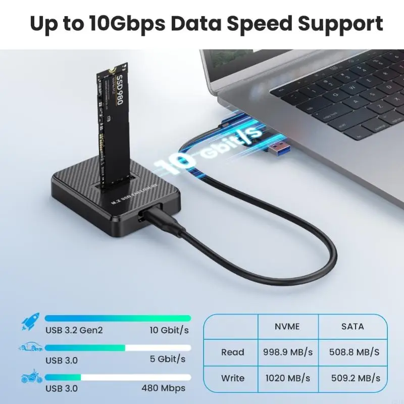 U2JE M.2 Solid Disc Housing M.2 Nvme To USB C Docking Station with Quick 10Gbps Data Transmission Large 2TB Capacity Support