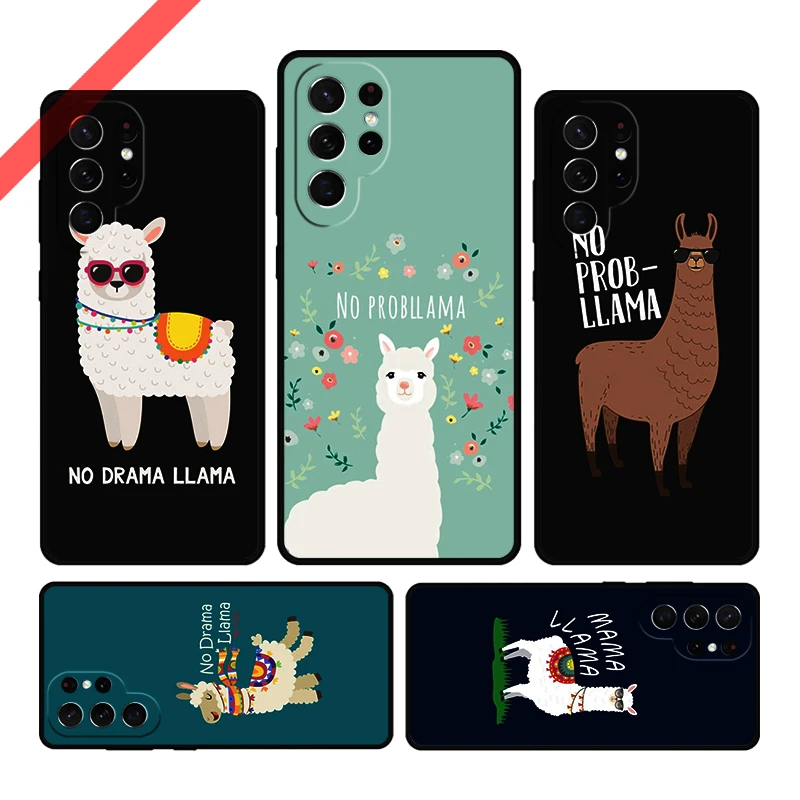 No Drama Llama No Prob-llama Alpaca Phone Case For Samsung Galaxy S20 FE S21 S10 S23 Plus S24 S22 Ultra Note20 S9 S8 Cover