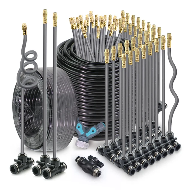 5-30 m 1/4" 4/6 mm Układ chłodzenia zamgławiającego 360 °   Rozpylacz atomizujący z wolnym zginaniem Pompa samozasysająca o mocy 60 W do nawadniania ogrodu