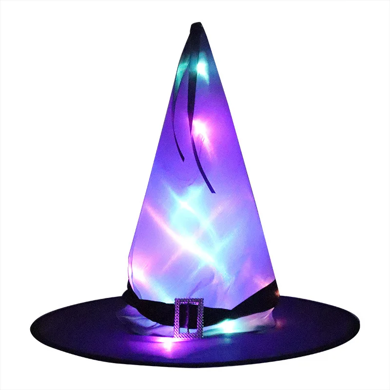 Wizard Hat Glowing Halloween Decoration Witch Hat LED Lights Halloween Kids Party ecor Supplies Outdoor Tree Hanging Ornament