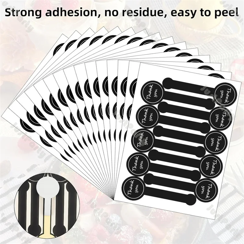 Набор из 10 листов этикеток для подарочной коробки, наклейка для упаковки «Спасибо», черная этикетка для пудинга, уплотнительная наклейка для коробки для торта, уплотнительная наклейка для конверта