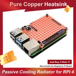 Raspberry Pi 4 Copper Heat Sink Passive Cooling Radiator Metal Thermal Heat Dissipation Cooler for Raspberry Pi 4B