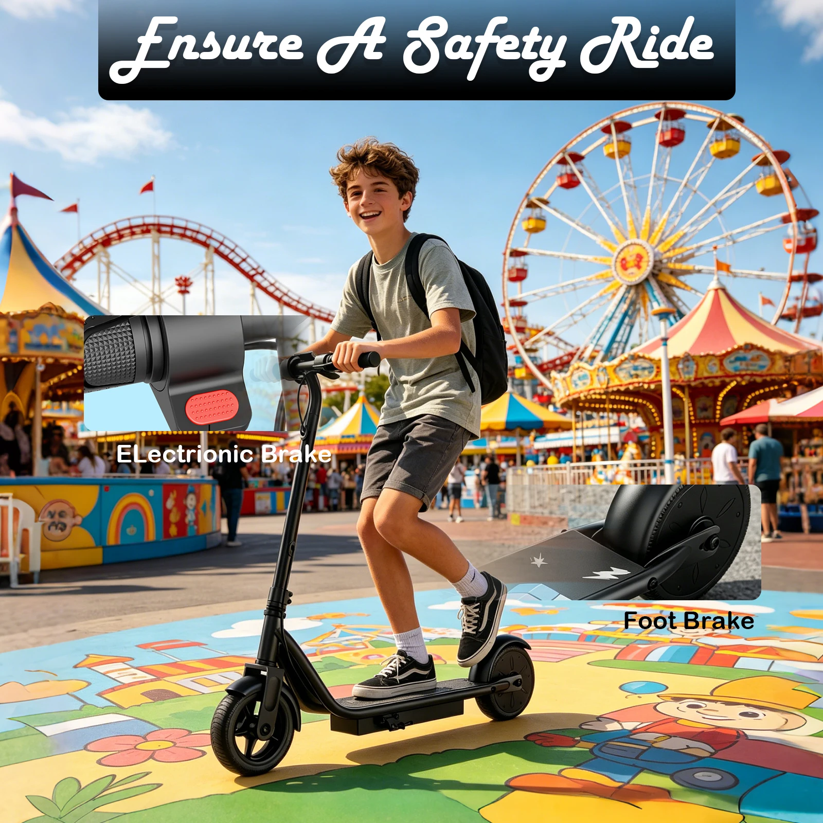 AOVOPRO LB65PRO Elektroroller für Kinder 250W 6,5 Zoll Kinder-Elektroroller 15KM/H Höchstgeschwindigkeit 5-16KM Rosa Schwarz E-Scooter