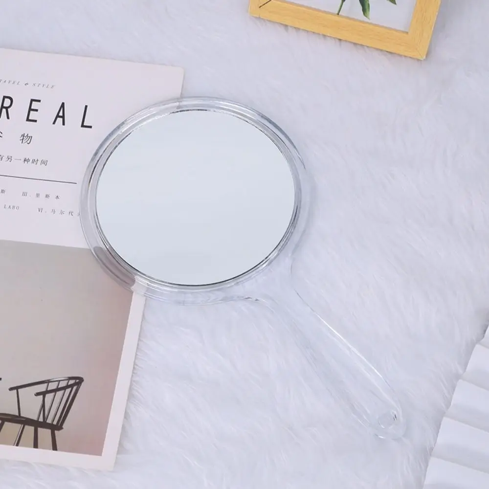 Miroir Double face à poignée haute définition, miroir de maquillage de beauté en plastique, Transparent et lisse, grossissant 3x pour étudiant