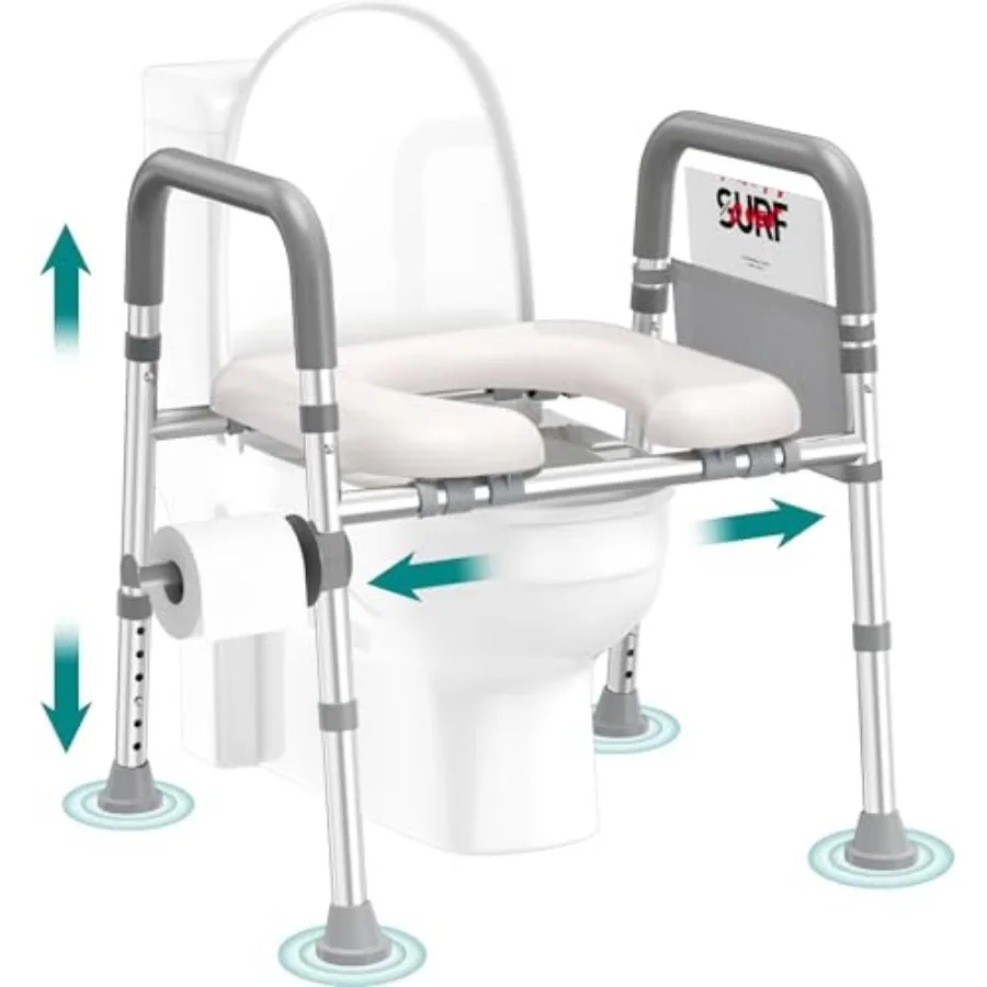 

Toilet Seat Risers for Seniors, Raised Toilet Seat with Handles, Adjustable Height and Width, Cozy Padded 400lb Elevated Toilet