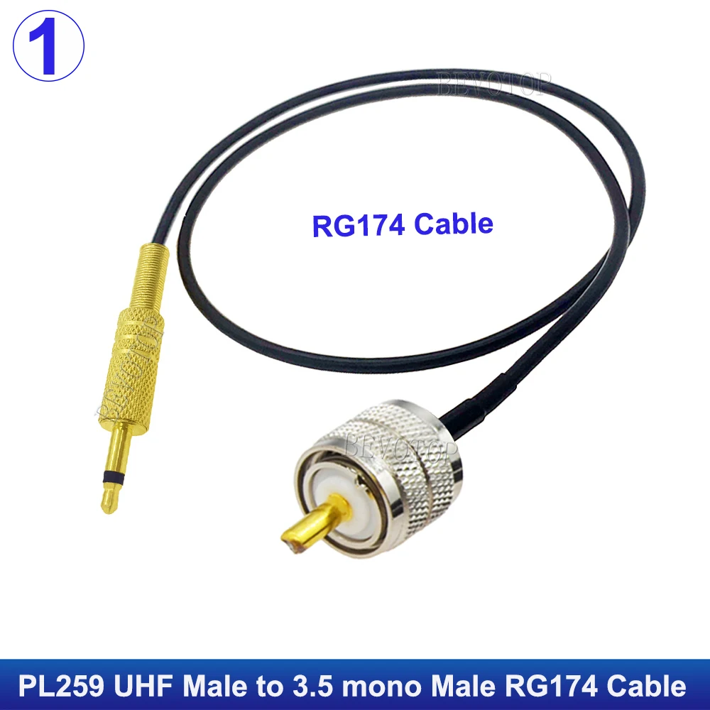 1 Stück UHF-Stecker/Buchse auf 3,5mm Mono-Stecker 1/8" TS 50 Ohm RG174 Pigtail für CCTV-Kamera Monitor Antenne Kabel RF Koaxialkabel Jumper