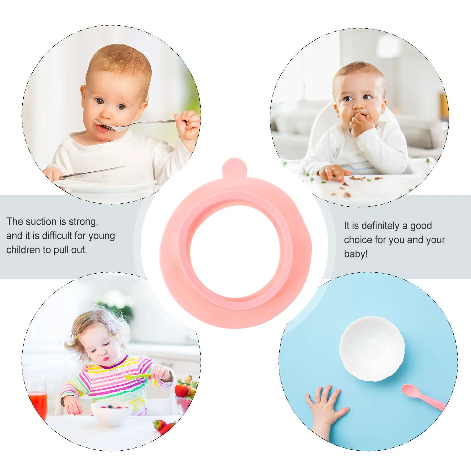 1Pcs Baby Bowl Placemat Silicone Non-Slip Sucker Mat for Learning to Eat Strong Suction Cup Design Dishwasher Safe Suction Bowl