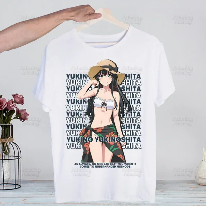 Yukinoshita Yukino T-Shirt Anime Cartoon Design Men My Teen Romantic Comedy Tee Shirt Homme Summer Tops Short Sleeve Vintage