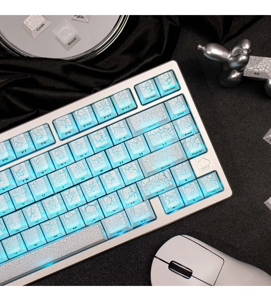White fission side engraved semi-transparent mechanical keyboard keycap PC + inkjet original factory adapted wooting