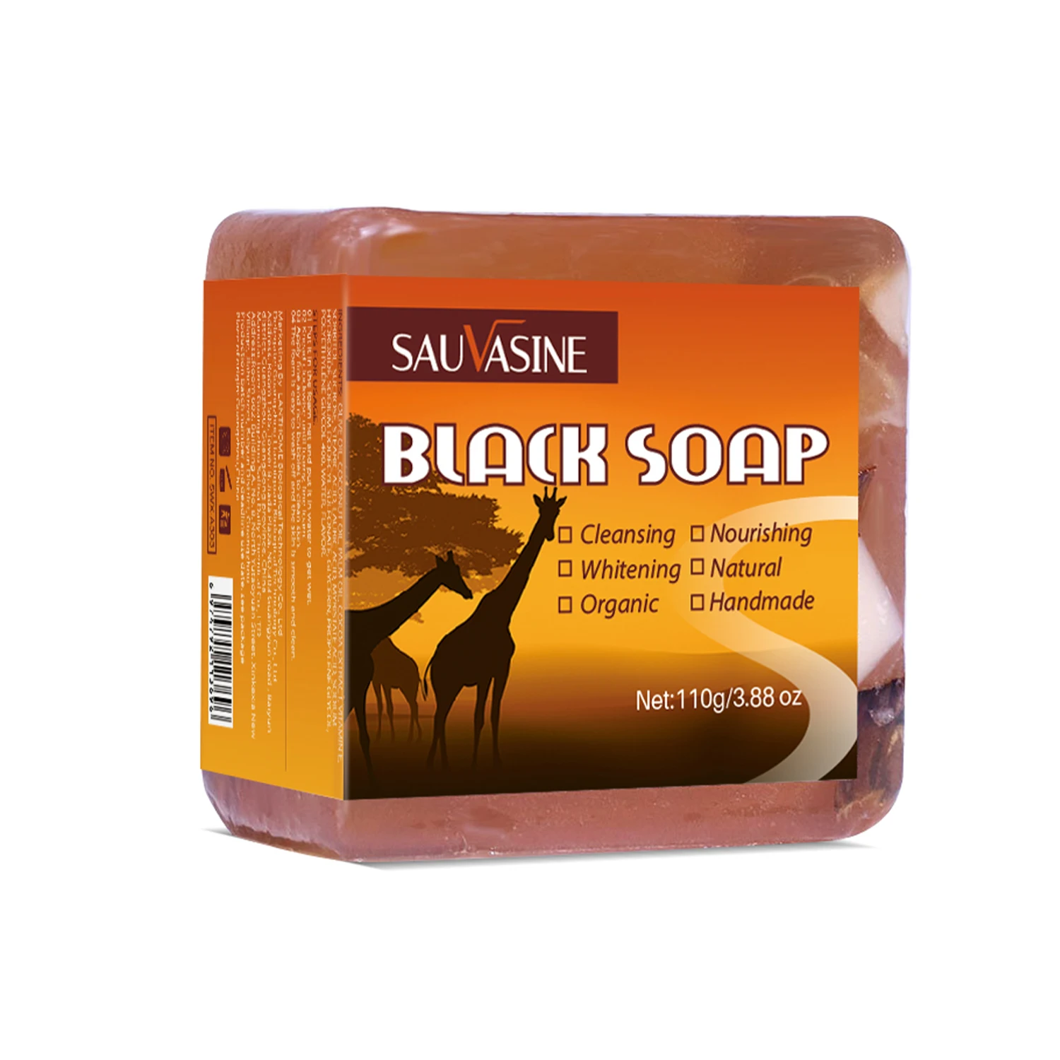 Black Soap Cleansing & Nourishing & Whitening & Natural, Handmade Soap Make Skin Clean and Fresh, 1 Bar/110g