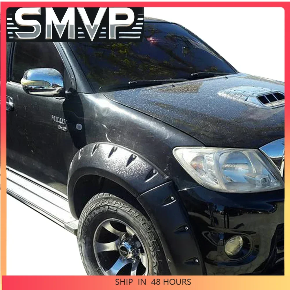 Nuevo HILUX VIGO 2010 2012 accesorios guardabarros de arco textura acampanada negro 4x4 camioneta guardabarros de coche bengalas para Toyota HIlux 2005-2010
