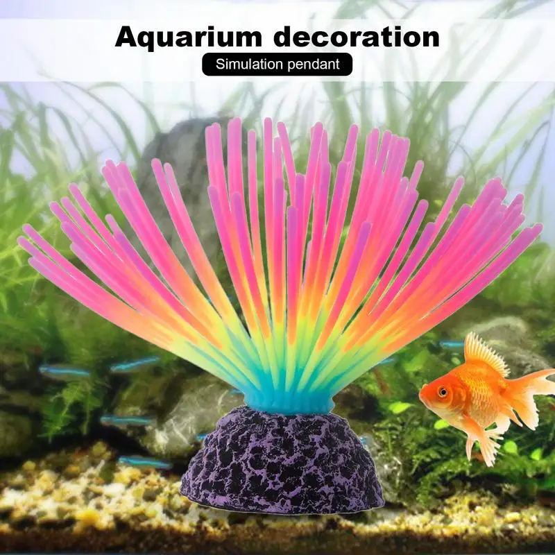 Aquarium Landscape Decoration Aquarium Imitative Iridescent Silicone Sea Urchin Ball Artificial Fish Tank Decor With Glow Effect