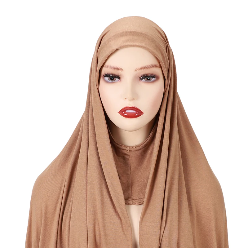 

Premium Jersey Hijab With Full Cover Neck Caps Instant Hijab Scarf Jersey Hijabs Scarves Pinless HeadScarves