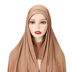 Premium Jersey Hijab With Full Cover Neck Caps Instant Hijab Scarf Jersey Hijabs Scarves Pinless HeadScarves