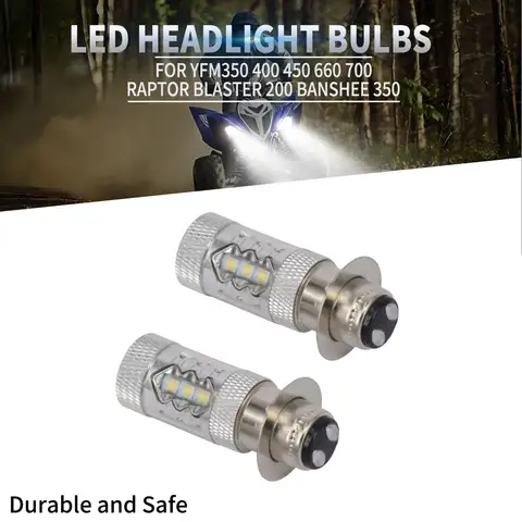 ATV 2 Stuks 80W Super Witte Led-lampen P15D H6M Voor Yamaha YFM350 400 450 660 700 Raptor Blaster 200 350 YFZ 450 TRX 400EX LTZ400