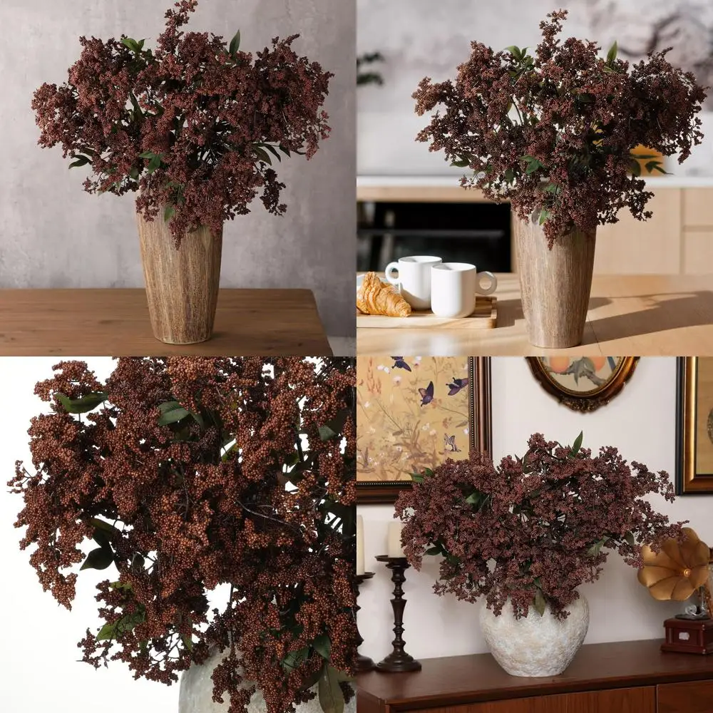 

Artificial Berry Stems, Faux Realistic Berry Picks, Dusty Plum Branches, Sedum Sprays for Seasonal Home Decor, Harvest Mantel Ac