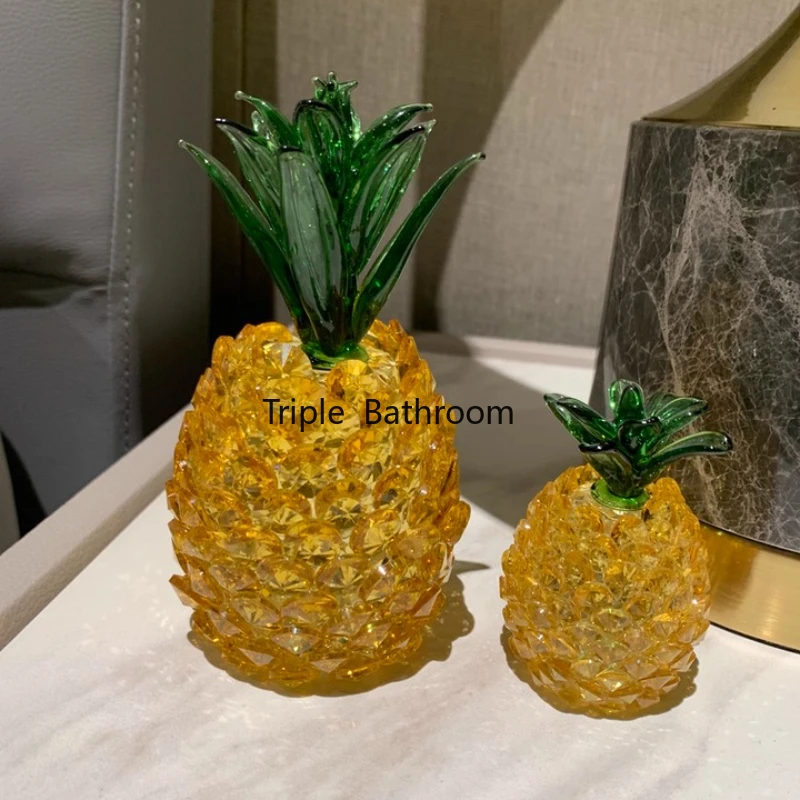 1pc Glass Pineapple Ornament, Home Decoration, Fruit Desktop Decoration, Glass Fruit Shaped Handicrafts, Entryway Decorations
