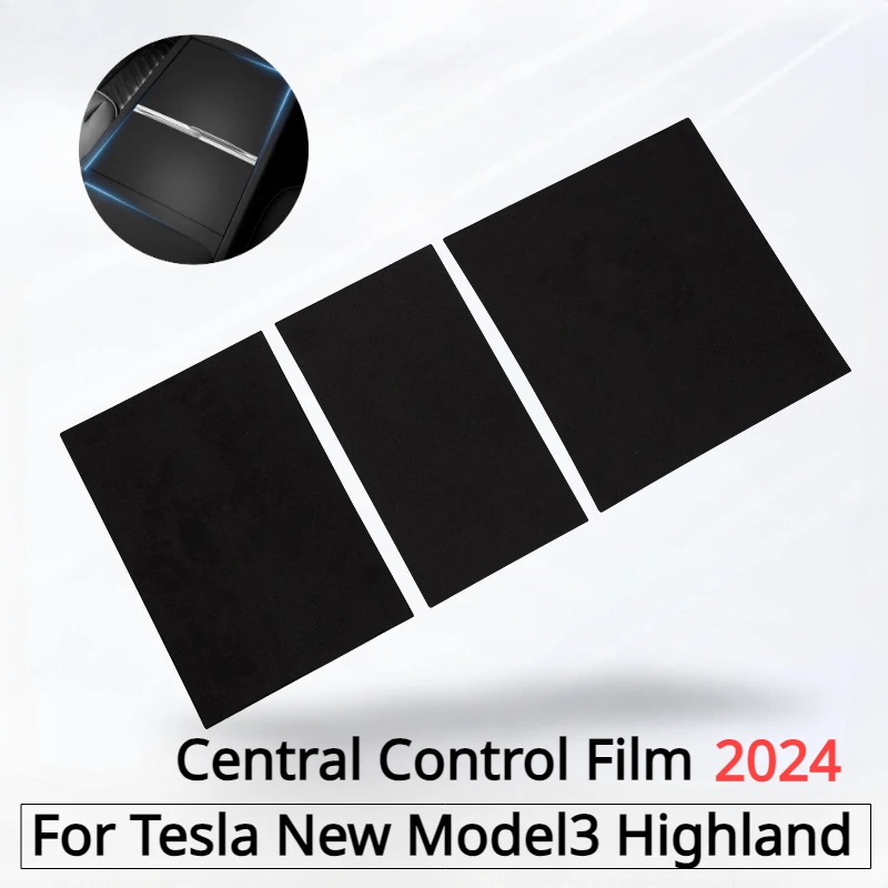 

Center Console Panel Sticker for Tesla New Model3 Highland Suede Film Scratch Proof Sticker Protective Film for 2024 Model 3+