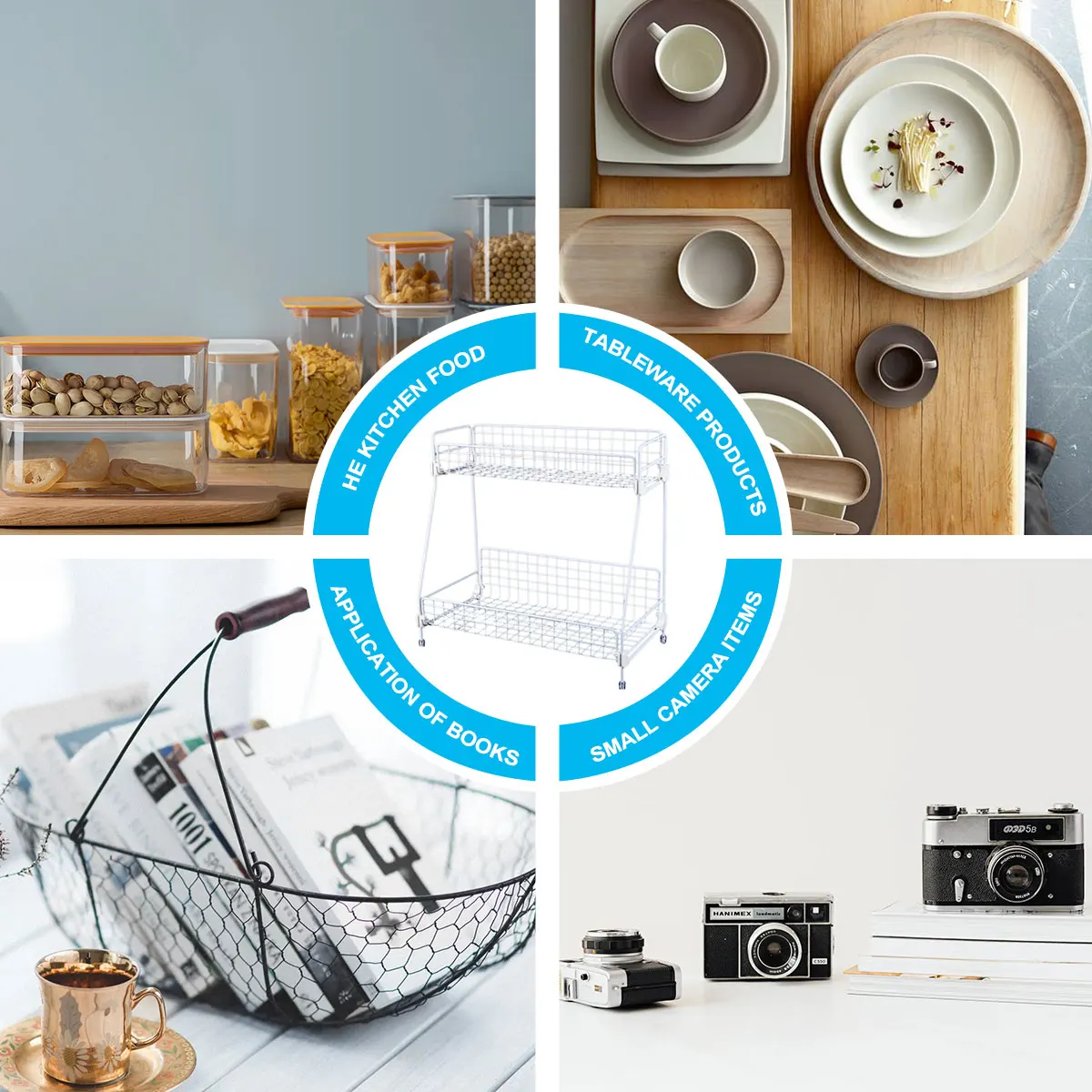 

1pc Iron Storage Shelf Bathroom Drainer Kitchen Tableware Holder Organizer For Home Office Hotel White Small