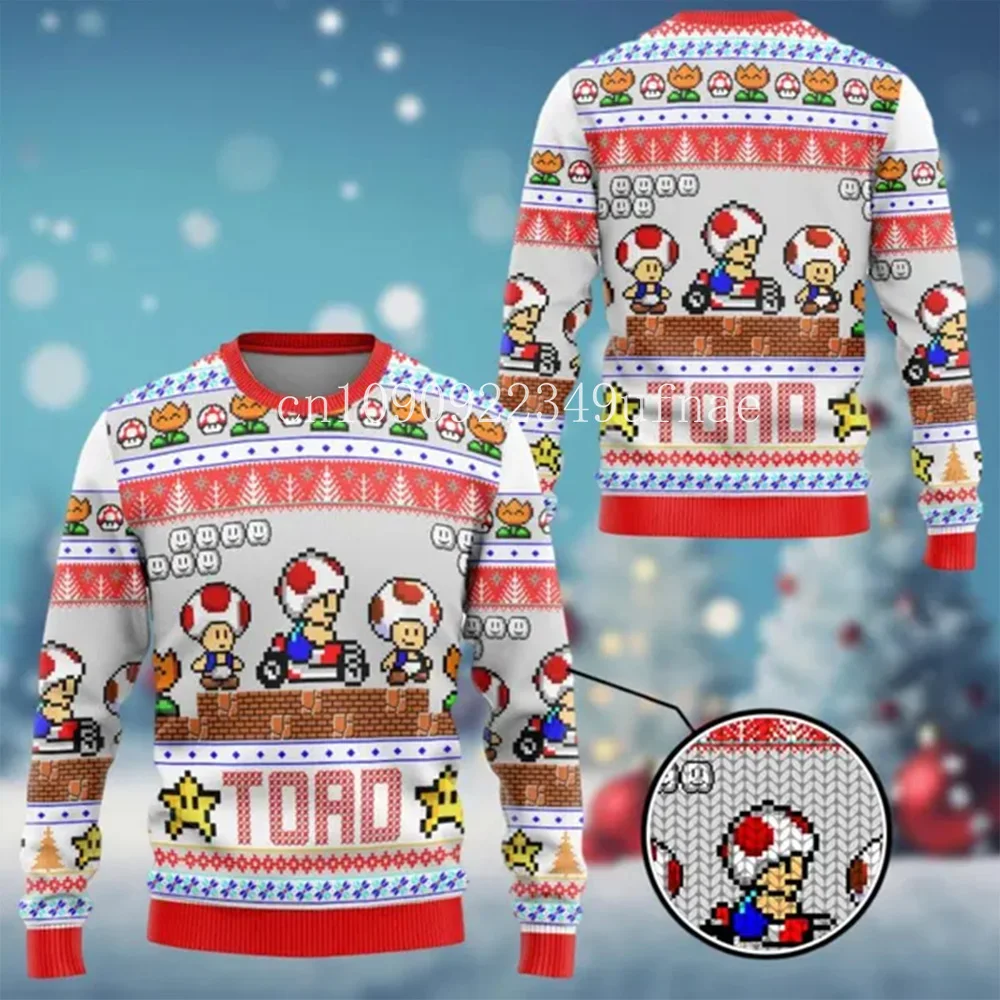 2025 Disney Christmas Sweater Men and women 3d Ugly Christmas sweater Ugly Christmas Super Mario Sweater Animated Christmas gift