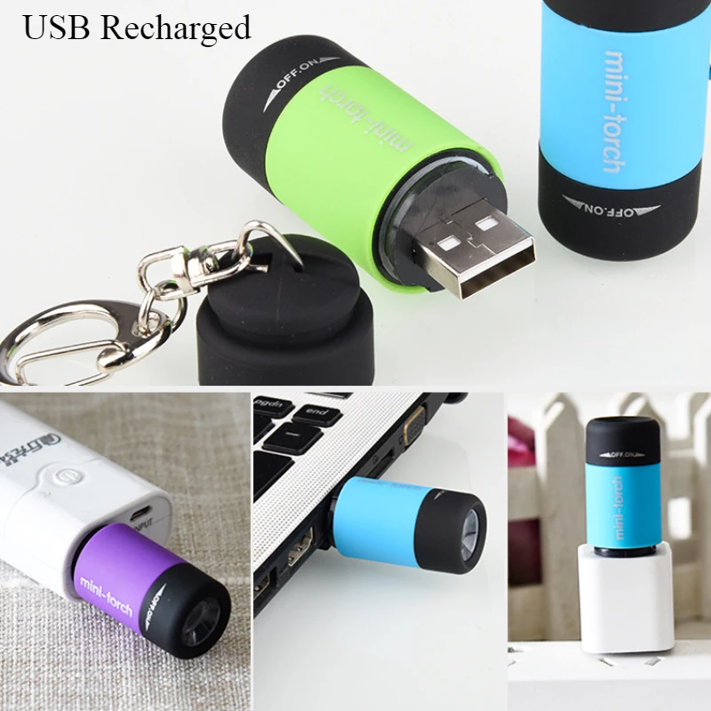 10/20 шт. мини-брелок-фонарик портативный USB перезаряжаемый светодиодный фонарик карманный светильник водонепроницаемый открытый кемпинг аварийное освещение